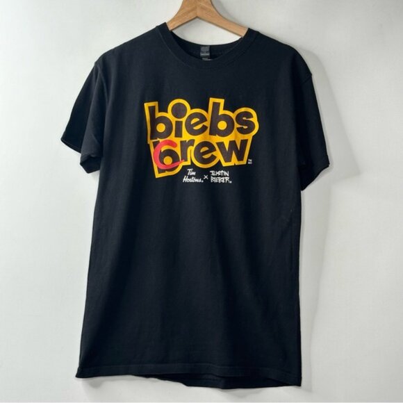 Justin Bieber x Tim Hortons Biebs Brew Crew Coffee TShirt - Picture 2 of 7